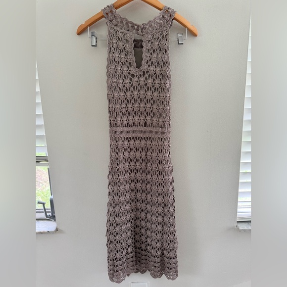I.N.C. Champagne Irish Crochet Halter Dress - Picture 6 of 9